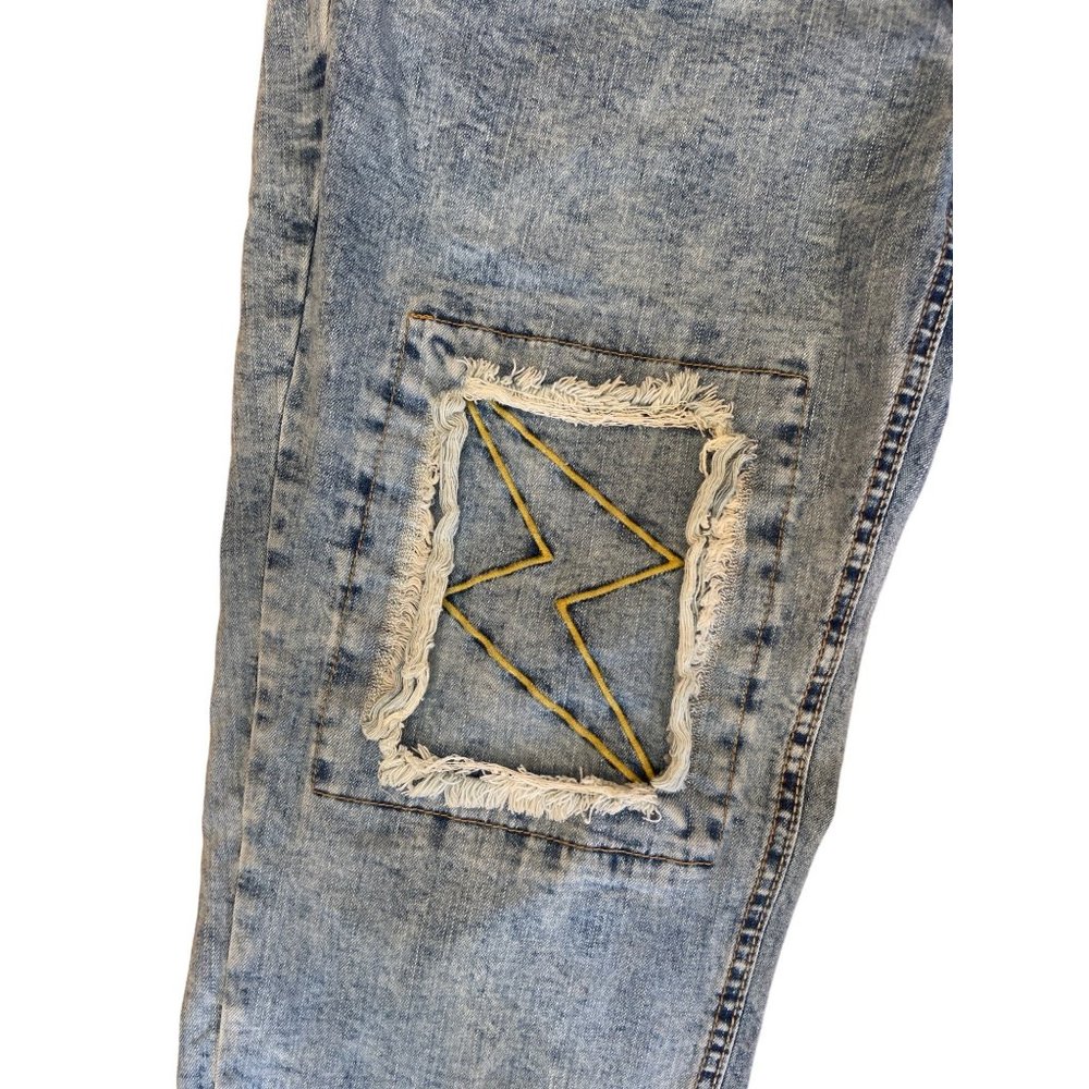 Hyper Denim Slim Fit Lightening Distressed Light Acid Wash Jeans Size 30 - Picture 3 of 9